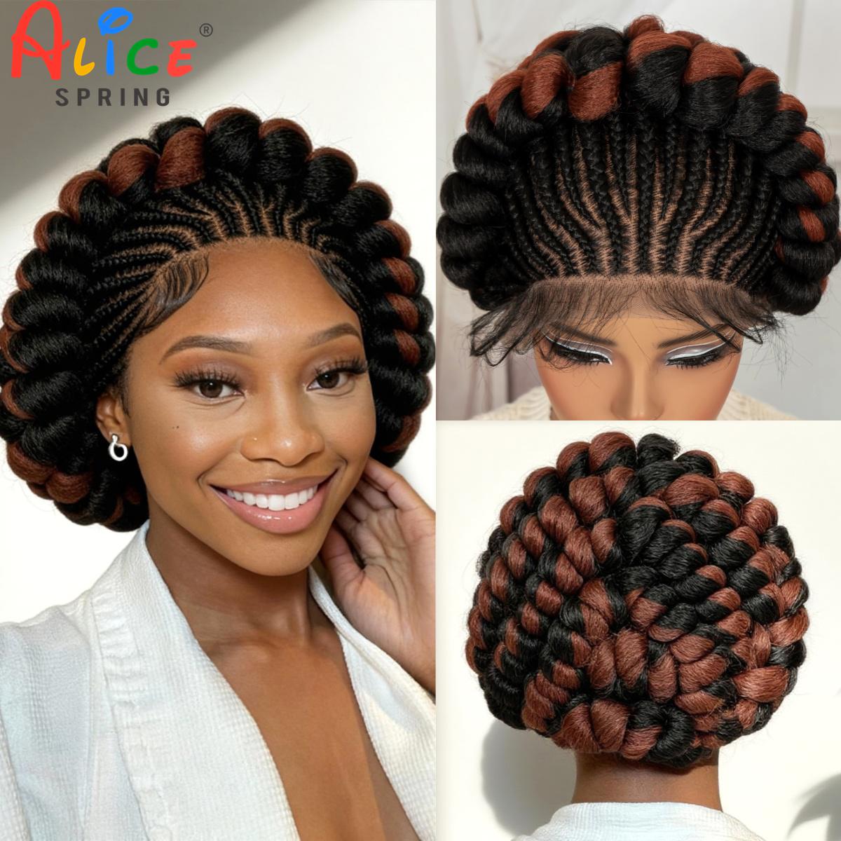 Synthetic Braided Wigs For Black Women - Pelucas trenzadas Cornrow, pelucas trenzadas Bantu