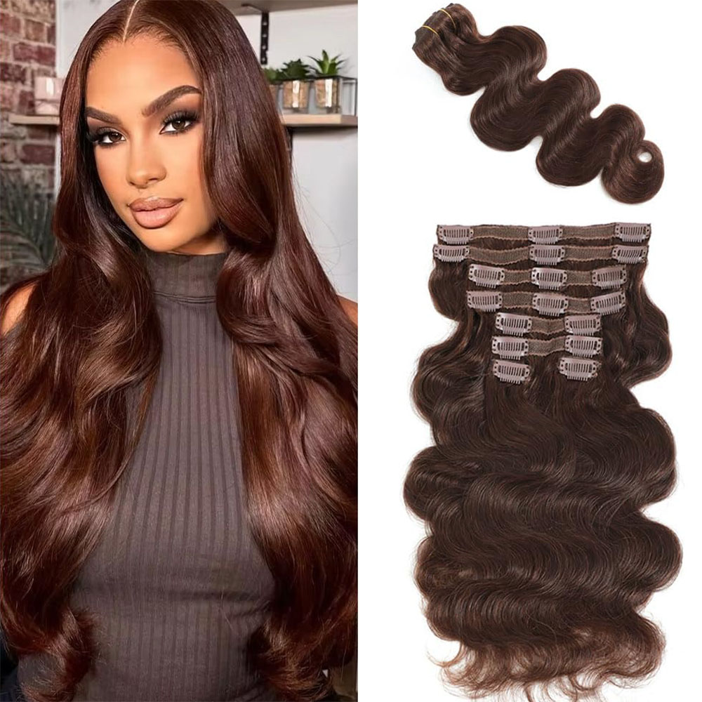 Seamless Clip In Hair Extensions Human Hair - # 4 Clip de onda del