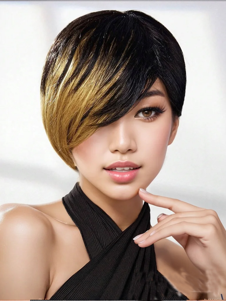 Short Pixie Cut Wig Human Hair Cheap - Peluca corta de corte Pixie, pelucas