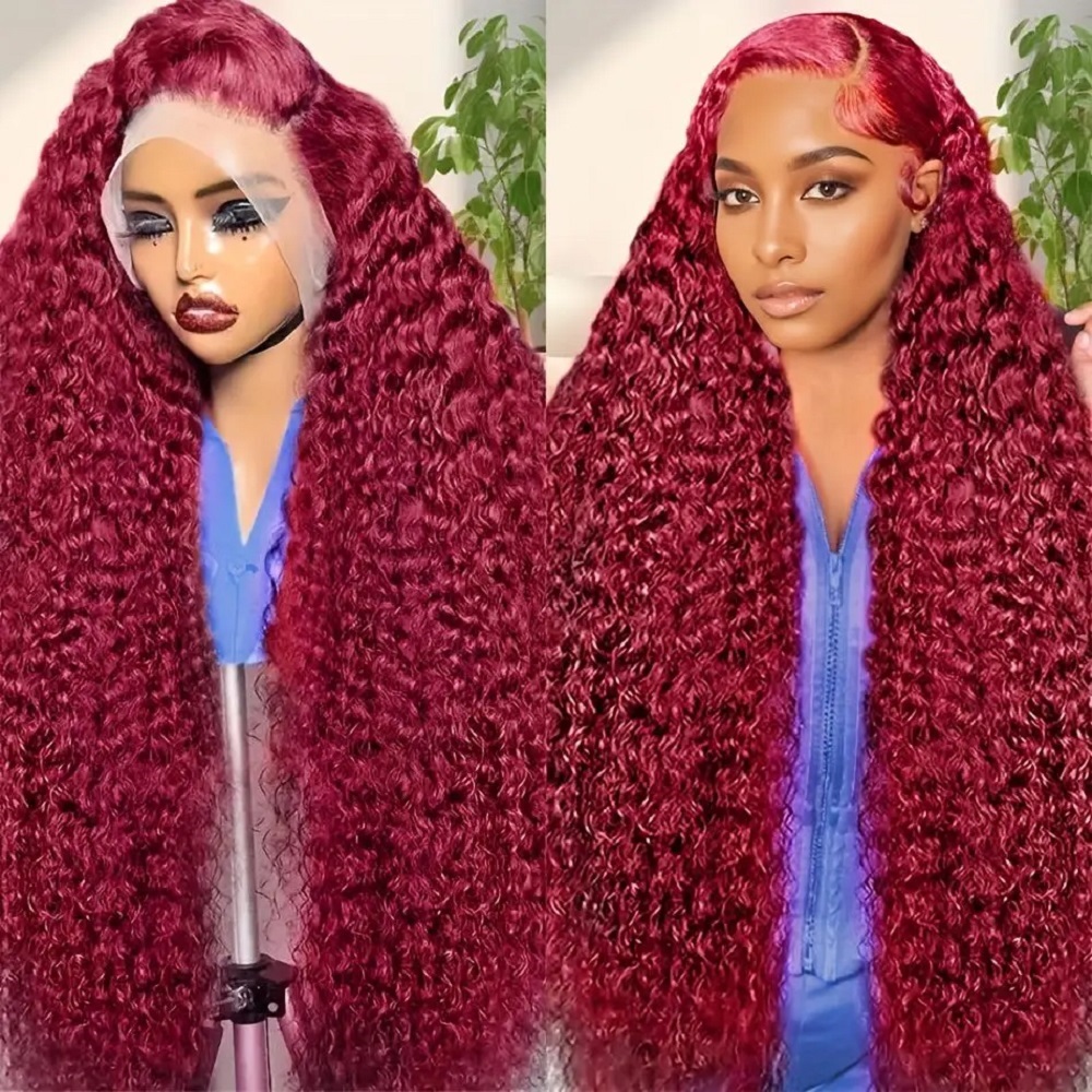 Lace Front Wigs - Peluca de cabello humano ondulado profundo