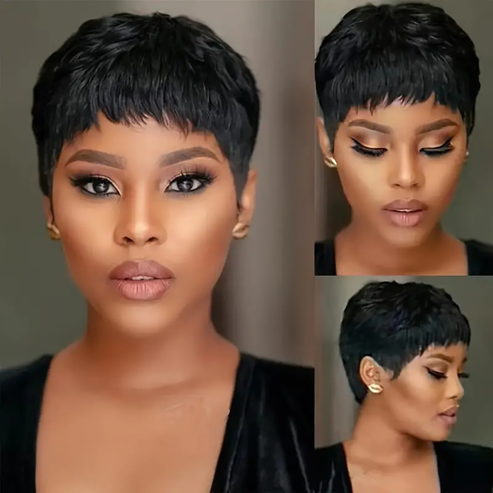 Pelucas de cabello humano liso - Short Pixie Cut Wig Human Hair Cheap reseña y precio