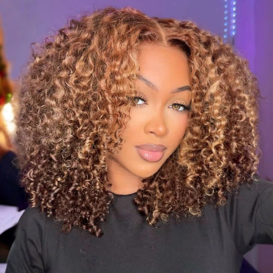 P4/27 Peluca corta con rizos y - Glueless Wear And Go Human Hair Wig reseña y precio