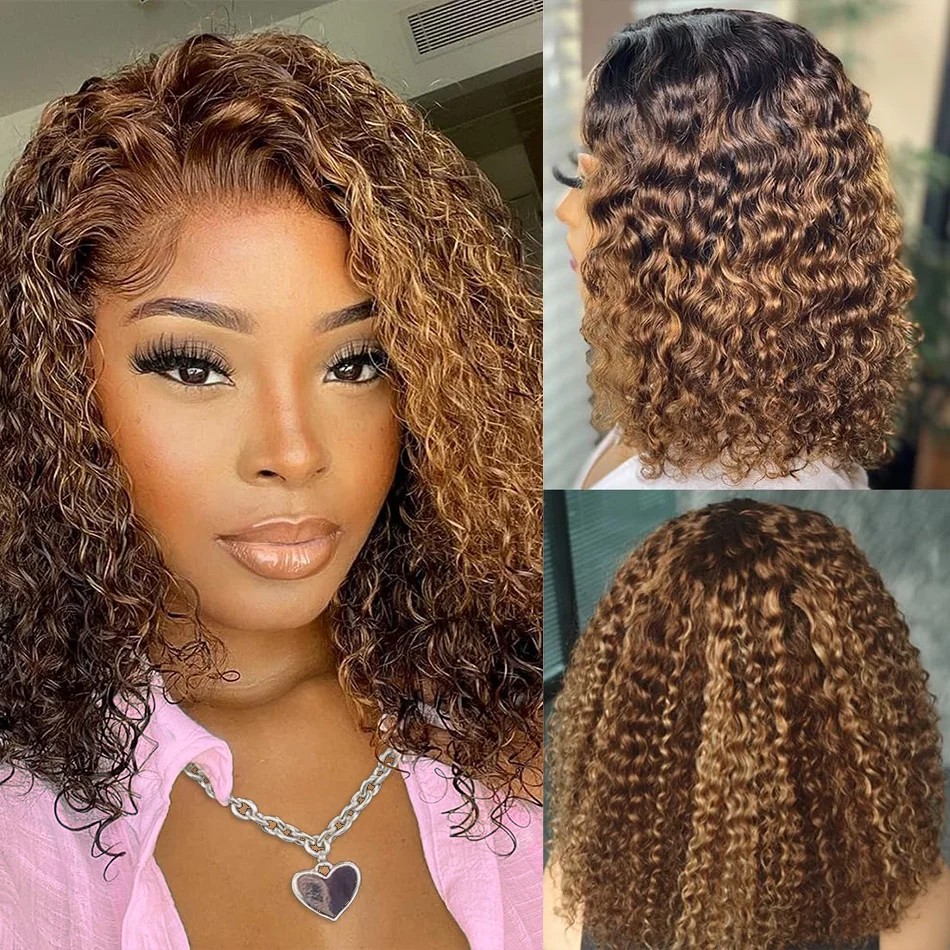 P4/27 Peluca corta con rizos y - Glueless Wear And Go Human Hair Wig reseña y precio