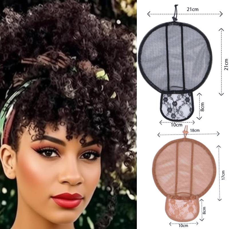 Gorro de malla ajustable de 17 - Drawstring Afro Curly Puff Ponytail reseña y precio
