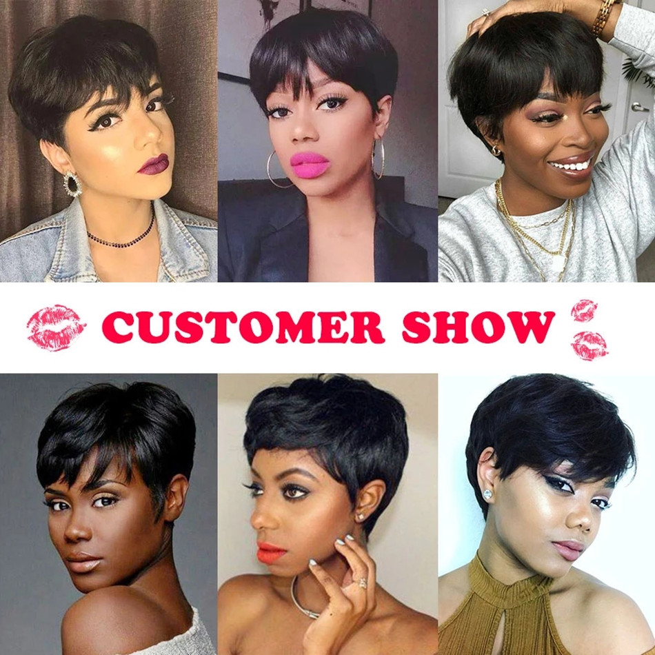 Peluca corta de cabello humano - Short Pixie Cut Wig Human Hair Cheap reseña y precio