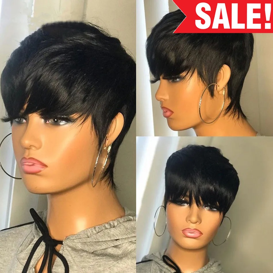 Pelucas cortas de cabello huma - Short Pixie Cut Wig Human Hair Cheap reseña y precio