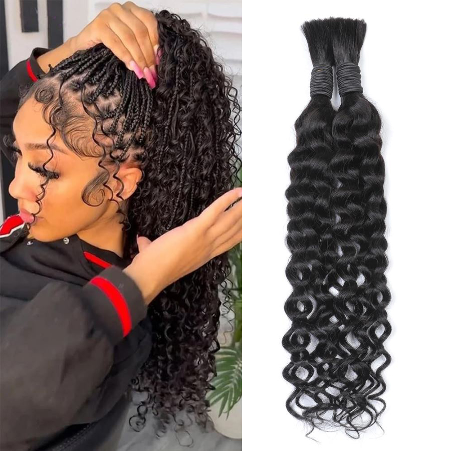 Cabello humano con ondas de ag - Water Wave Bulk Human Hair For Braiding reseña y precio