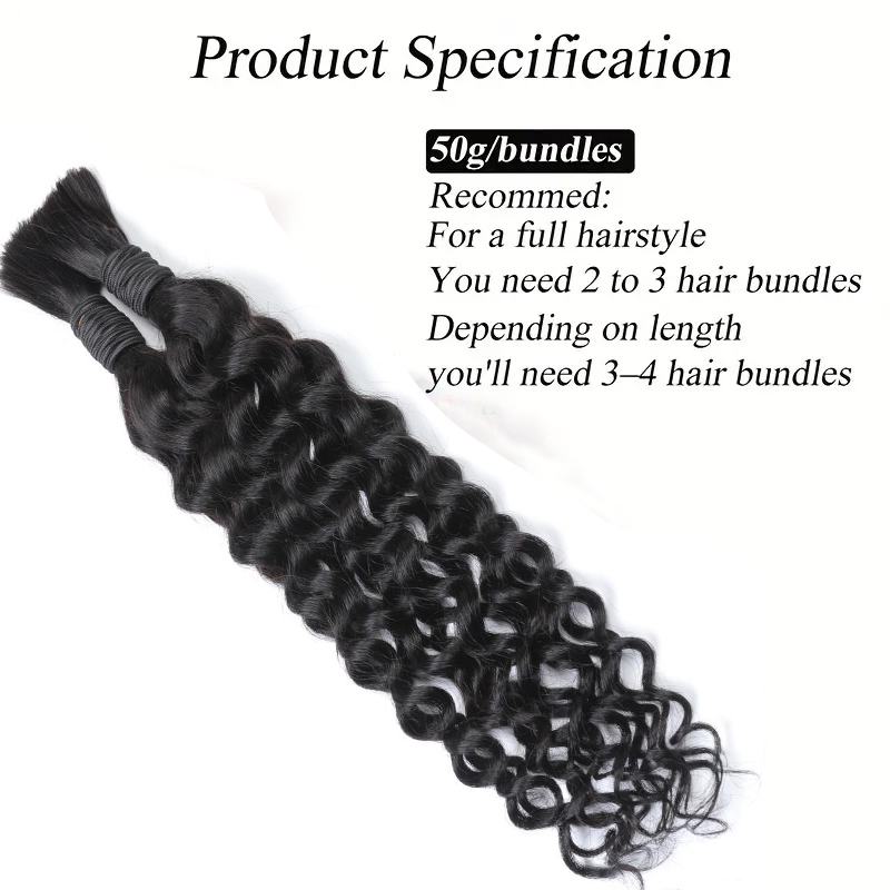 Cabello humano con ondas de ag - Water Wave Bulk Human Hair For Braiding reseña y precio