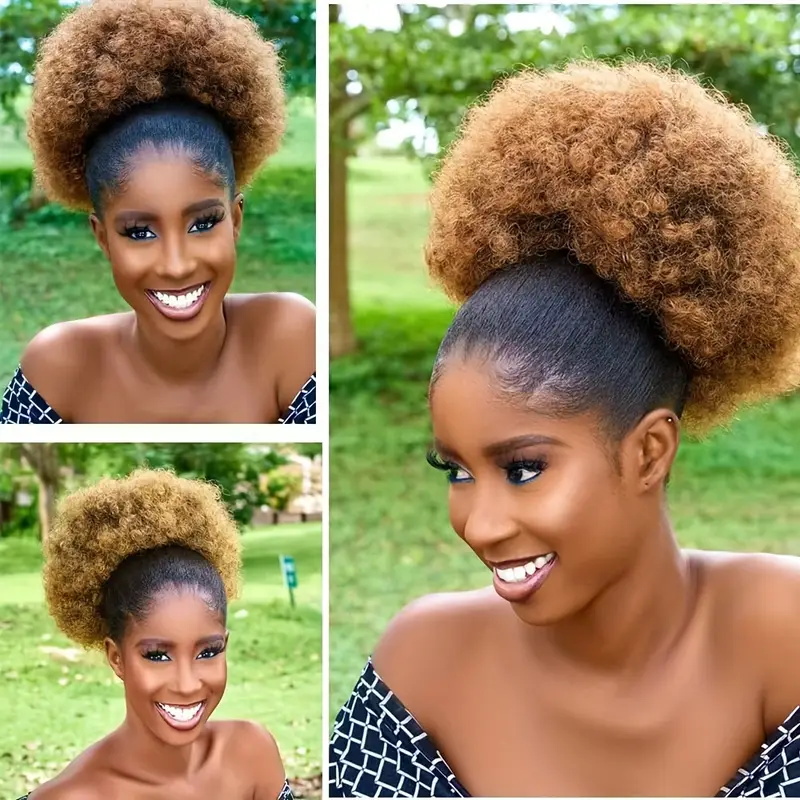 1 pieza de extensión de cola d - Drawstring Afro Curly Puff Ponytail reseña y precio
