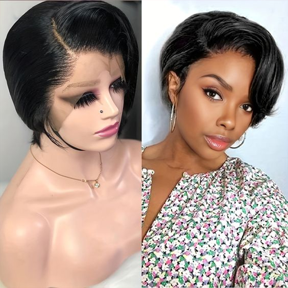 Peluca de cabello humano con c - Short Pixie Cut Wig Human Hair Cheap reseña y precio