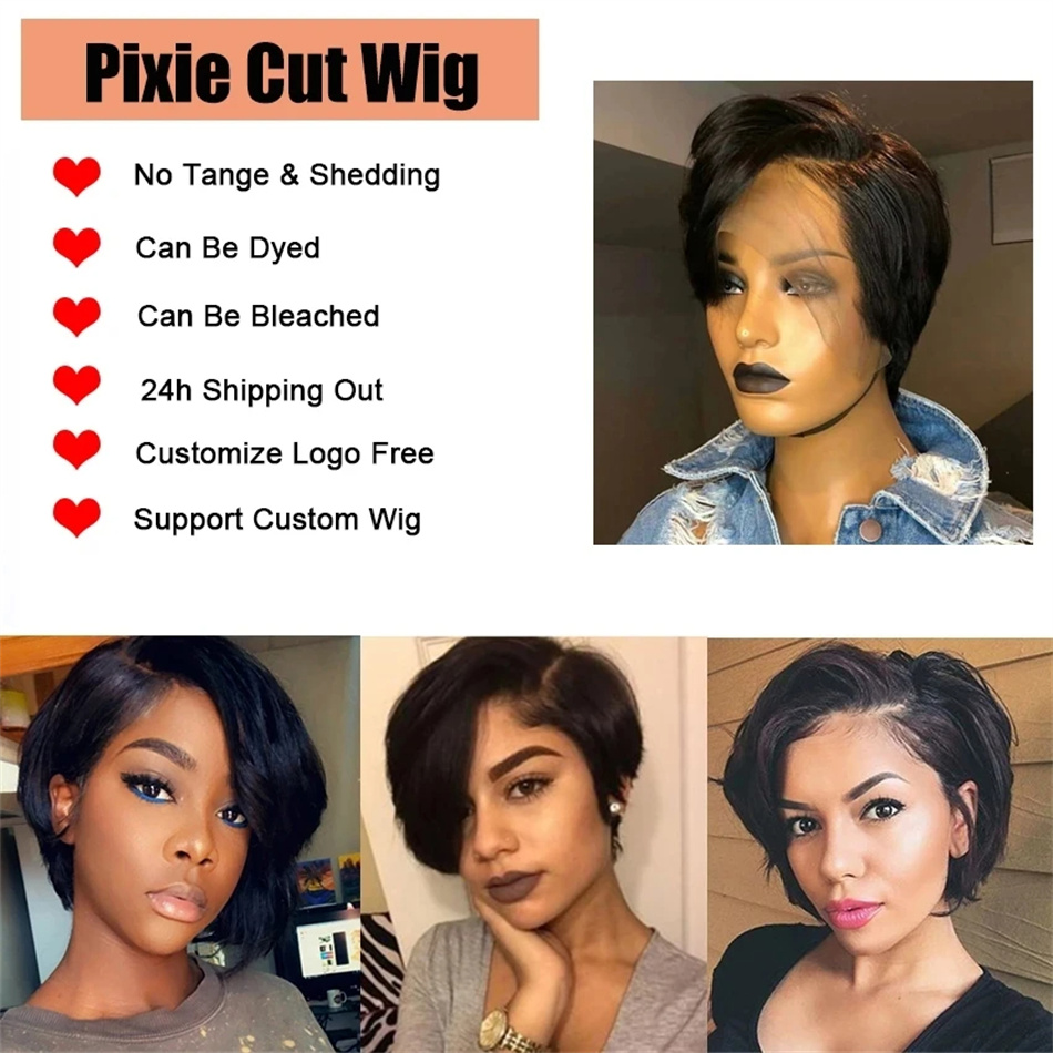 Peluca de cabello humano con c - Short Pixie Cut Wig Human Hair Cheap reseña y precio